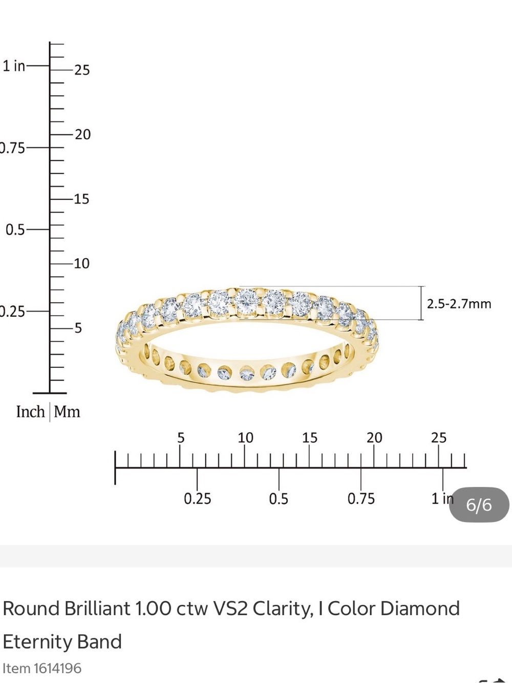 Natural Diamond Eternity Band Size 6 
1 carat total weight 18kt Yellow Gold - Picture 11 of 16
